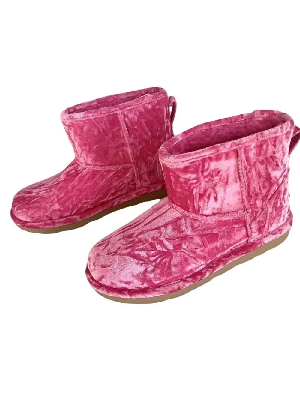 NWOT UGG Classic Mini I| Velvet boots girl's hot pink winter pull on boots Sz 13